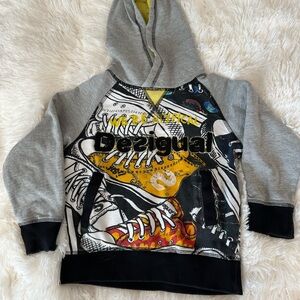 Desigual Kids Graphic Hoodie - Gray, Yellow, Red